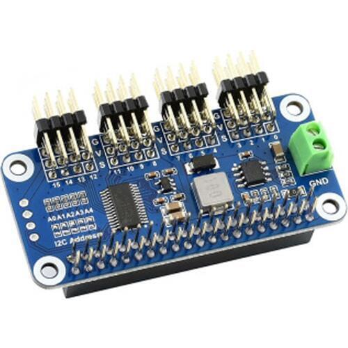 Raspberry Pi servo drive board Expansion board module Support 16-way servo I2C interface Curved pin