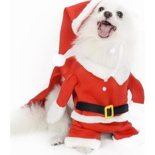 Christmas Pet Coat Santa Costume Dog Clothes Hoodie Jumper Xmas Coat Outfit