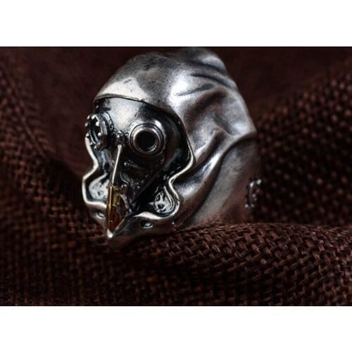 S925 silver restoring ancient ways is technology The male bird head with mechanic fashion ring