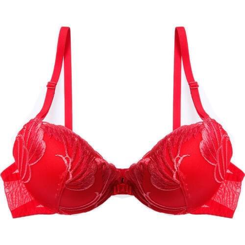Lilymoda Sexy 3/4 Cup Push Up Bras Lingerie Womens Underwear Intimates Embroidery Floral Black Red Blue Grey Bra Brassiere Soft