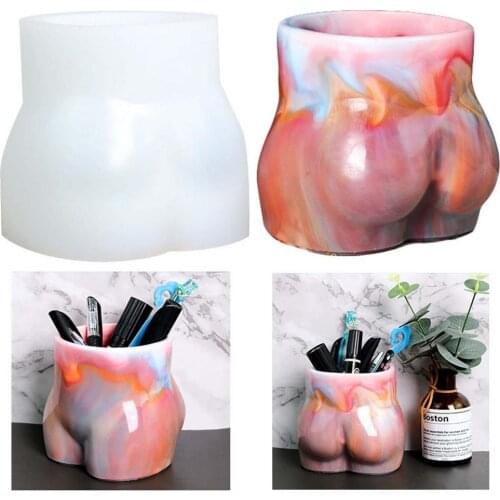 3D Human Butt Vase Silicone Mold Body Art DIY Pen Holder Casting Molds For Making Pen Holder/ Flower Pots (Vase Not Included)