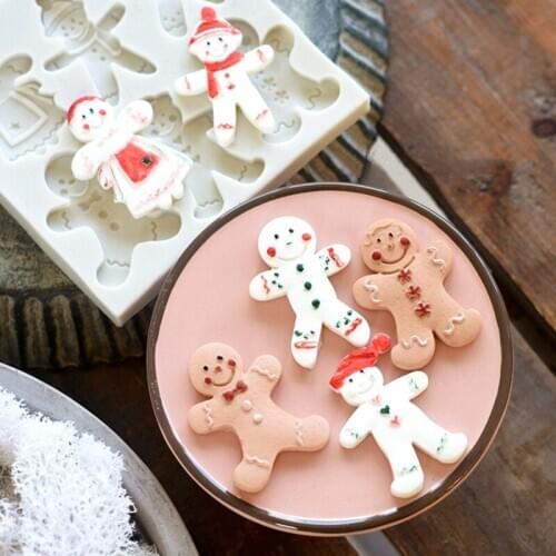 Gingerbread Man Shape Fondant Silicone Mold Chocolate Cake Tool J101
