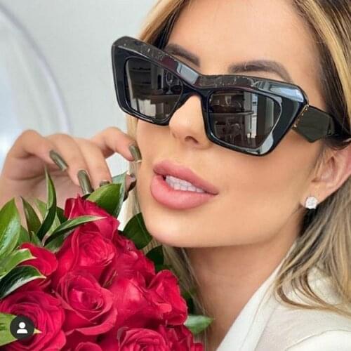 Women Vintage Sunglasses Oversized Original Cat Eye Sun Glasses Female Fashion Model White Shades Eyewear UV400