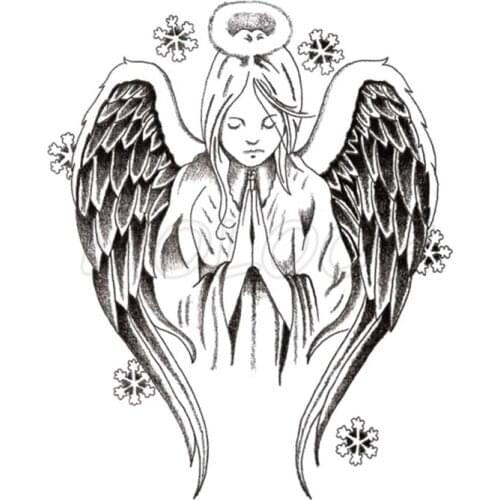 Tattoo Sticker Pray Angel Snow Element Wings Half Arm Sleeve Fake Tatto for Women and Men Body Accessories Temporary Stickers