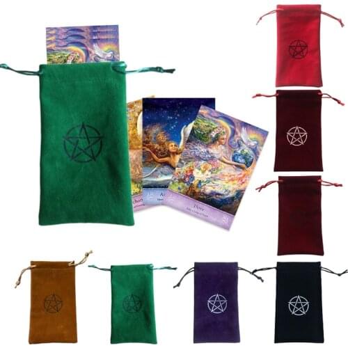 Tarots Storage Bag Pentagrams Velvet Bag Witch Altar Divination Board Game Cards Bag Drawstring Package