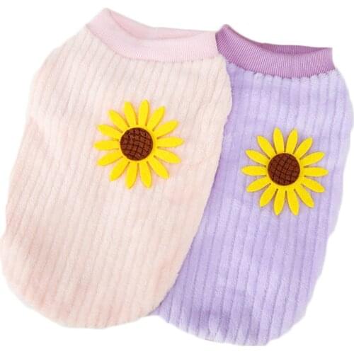 Warm Dog Clothes Cat Hoodies Sweatshirt Winter Sunflower Pullover Shirt Coat Pink Purple Hoody Sweater Hoodie For Small Dogs XXL