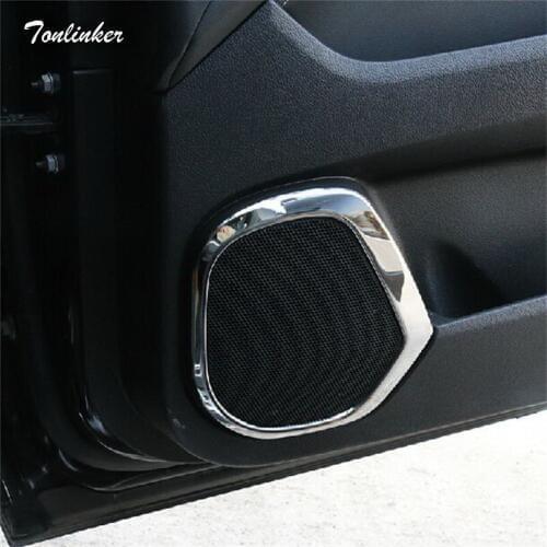 Tonlinker 4 PCS DIY Car styling Stainless steel bright frame decorative door speaker light box fit for CADILAC SRX accessories