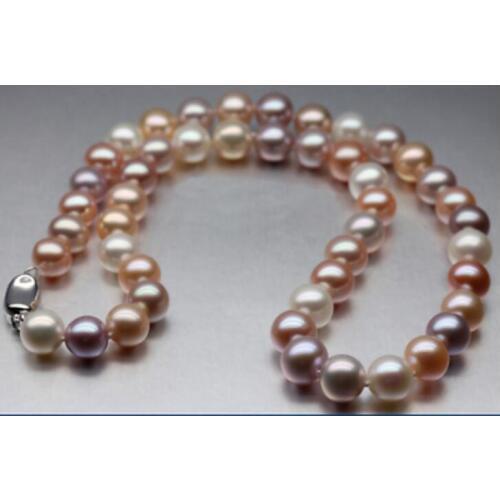 Gorgeous 9-10 mm round multicolor pearl necklace 18inch 36"