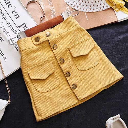 Baby Girls Corduroy Skirt Little Girl Skirts 3-7Y Gril Clothes Casual Skirts Children Buttons Lightweight and breathable Clothes
