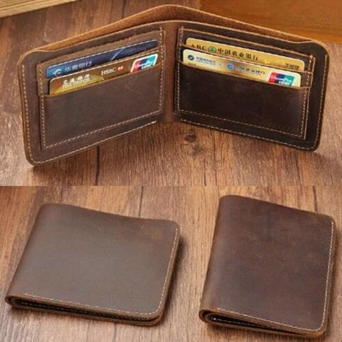 Vintage Men Leather Luxury Wallet Solid Short Slim Male Purses Money Clip Credit Card Premium Product Business Male Purse
