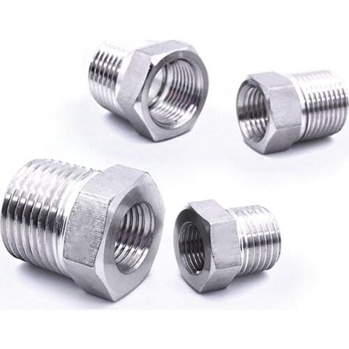 High Pressure 1/8" 1/4" 3/8" 1/2" NPT Female Male Reducer Bushing 304 Stainless Steel Pipe Fitting Connector Water Gas Propane