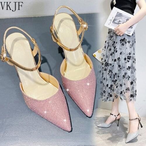 New Fashion Super High Heel Women Sandals Women Single Shoes Wedding Shoes Bridal Buckle Pointed High Heel Shoes Women Sandals