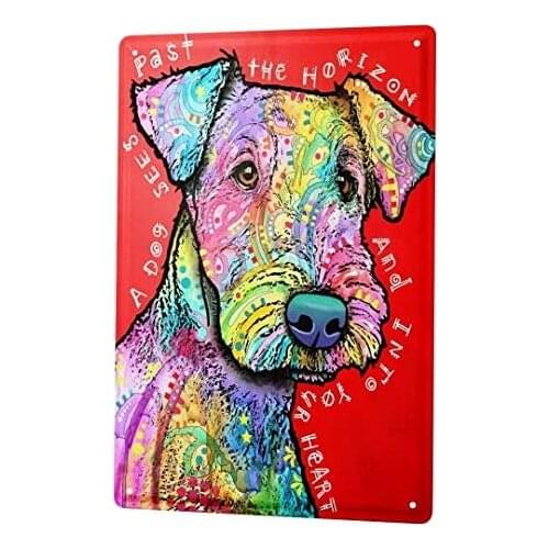 Tin Sign Decor Plaques Dog Schnauzer ove