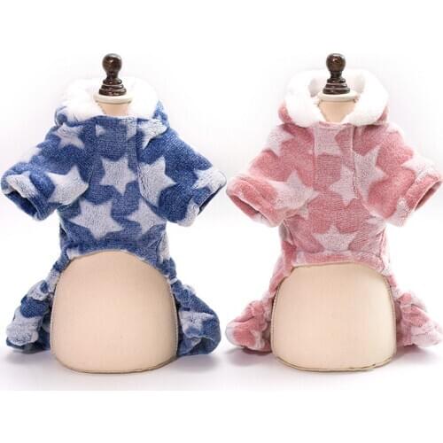 Pet Clothing in Winter Small Dog Star Thickening Warm Cap Four-legged Suede Dog Clothing