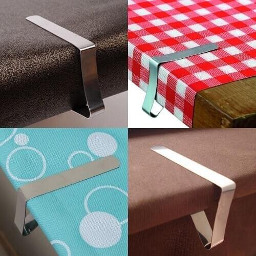 4Pcs 1 set Tablecloth Clip Useful Stainless Steel Table Cloth Clips Holder Cloth Clamps Party Picnic