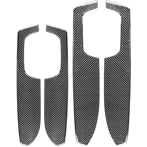 4Pcs Exquisite Panel Sticker Heat-resistant Self-adhesive Carbon Fiber Door Armrest Panel Cover for Toyota Tundra 2014-2018