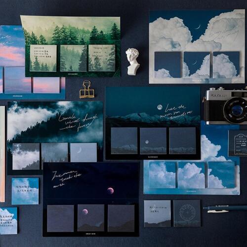 60pcs/pad Fantasy Sky Cloud Moonlight Memo Pad Decoration Sticky Notes Notepad Diary Creative Self Stick Note Memo Pads