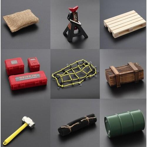 1/10 Scale Accessories Garage Series Toys Bucket Jerry Can Shipping Case Ladder Metal Shovel Tool for RC Car TRX4 SCX10 WPL ZWN