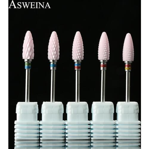 ASWEINA Pink Ceramic Nail Art Drill Bits Milling Cutter For Manicure Electric Nail Files Apparatus For Machine Nail Polish Tools