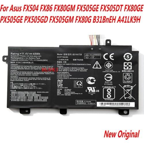 B31N1726 B31BN91 Laptop Battery For Asus FX504 FX86 FX80GM FX505GE FX505DT FX80GE PX505GE PX505GD FX505GM FX80G B31BnEH A41LK9H
