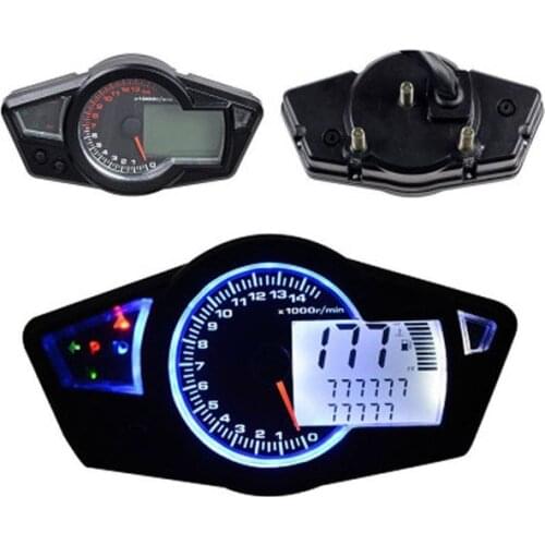 TKOSM 12V DC MPH/KMH Motorcycle LCD Digital Odometer Speedo Meter Tachometer Instruments Backlight Adjust 11000 14000 22000RPM
