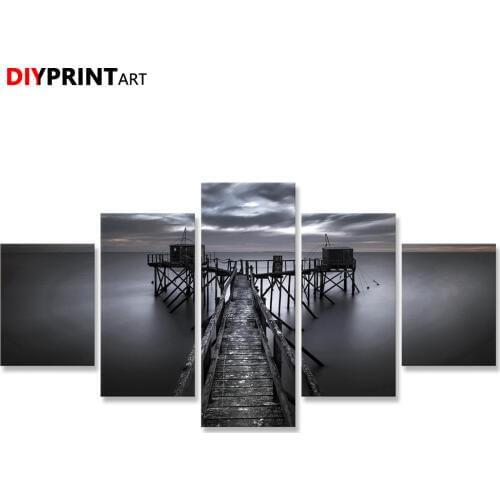 Dark Moody Sea 5 Pieces Canvas Prints Living Room Home Decoration A2222