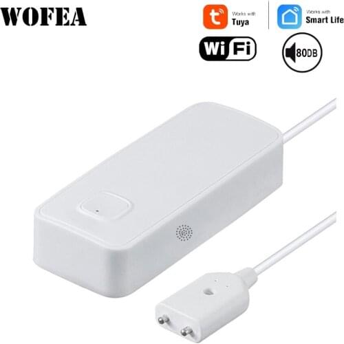 Wofea Wifi Water Leakage Sensor Detector 80db Alarm Sound APP Notice Work Wth Tuyasmart Smartlife Low Battery Alter