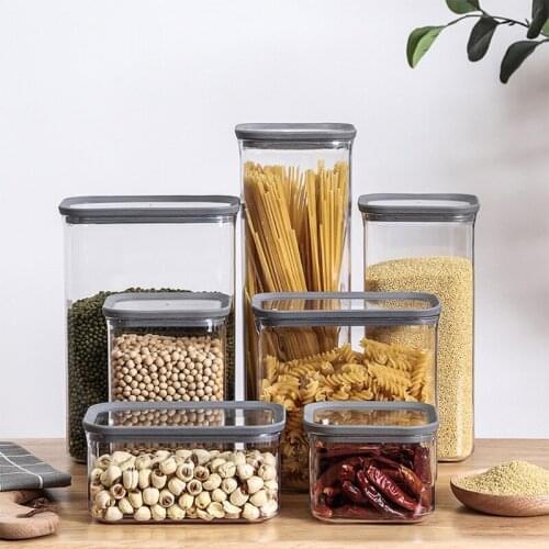 94PF Airtight Food Storage Box Sealed Ring Bottle Clear Kitchen Grain Container Can