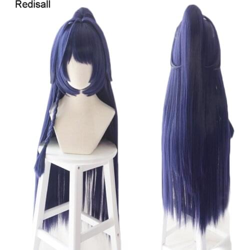 Honkai Impact 3 3rd Cosplay Wig Raiden Mei Long Straight Ponytails Braids Purple Blue Synthetic Hair for Adult