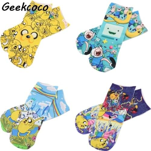 J2767 Cartoon Cotton Socks Breathable Soft Casual Girls Short Socks Cute Pattern Ankle Socks New Man Woman Socks