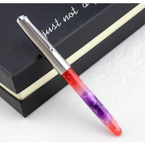 JINHAO 51A Celluloid Acrylic Fountain Pen Steel Cap Brand New 0.38mm Nib Ink Pen