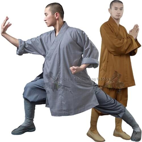High Quality Cotton Blends Shaolin Buddhist Monk Robe Arhat Kung fu Uniform Martial arts Meditation Suit