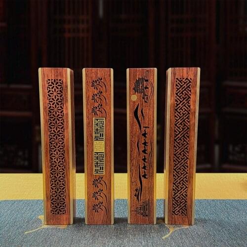 Incense Burner Rosewood Inlaid Brass Lying Incense Box Household Indoor Aromatherapy Tea Ceremony Sticks Holder