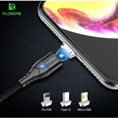 FLOVEME Magnetic 3A Fast Charger Micro USB Type C Cable For iPhone 11 Pro XR Max Samsung IOS Magnet USB Charging Wire Data Cable