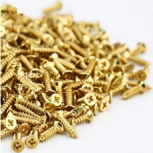 Furniture pure copper screw nail brass cross countersunk head self tapping screw flat head machine wire round head golden wood s