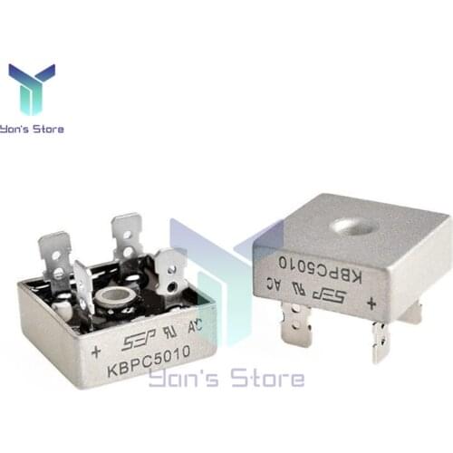 2Pcs Bridge Rectifier Diode Module KBPC5010 50A 1000V Single Phase Bridge Rectifier Single Half Wave Original Integrated Circuit