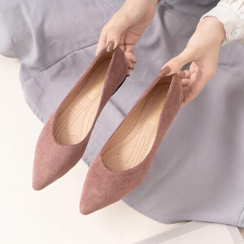 Flock pointed toe egg roll shoes women soft bottom moccasins shallow slip on loafers 34-43 plus size roll-up nurse career shoes