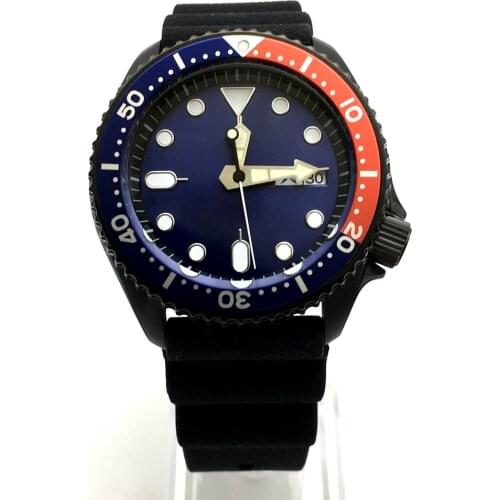 42MM diving watch automatic mechanical male watch NH36A movement aseptic blue dial black case strap PARNSRPE s008