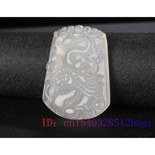 Jade Dragon Pendant Gifts Jewelry Carved Necklace Fashion White Green Chalcedony Natural Charm Women