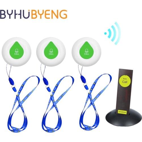 BYHUBYENG Office Remind 3 Call 1 Pager for Boss Staff Nursing Buttons Receiver Button Bell Home Alarm System Buzzer Table