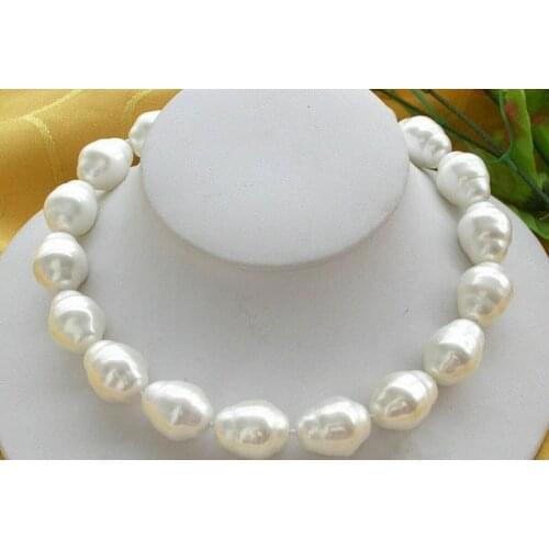 New Fashion 20mm White Baroque South Sea Shell Pearl Beads Necklace 18“ AAA