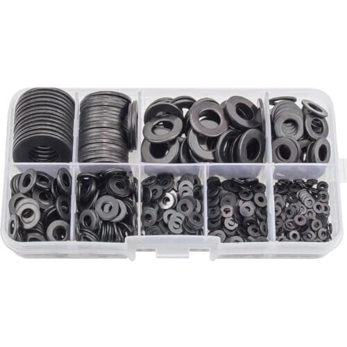 Flat Washers,Black Carbon Steel Flat Washers Set , (9 Sizes 580 Pieces)