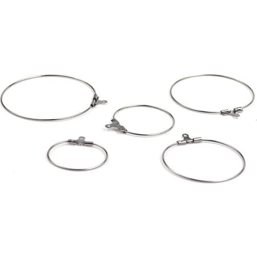 30pcs/lot 316L Stainless Steel Earring Wire Hoops Never Fade 20 25 30 35 40mm Big Circle Loop Earring Findings DIY Jewelry Craft