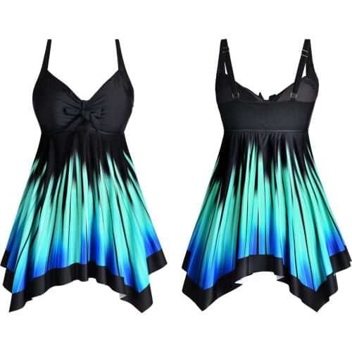 Plus Size Stretchy Womens Swimsuit Bikini Swim Suit for Women Backless Gradient Print Fahion Bathing Suits Female Swimwear D30