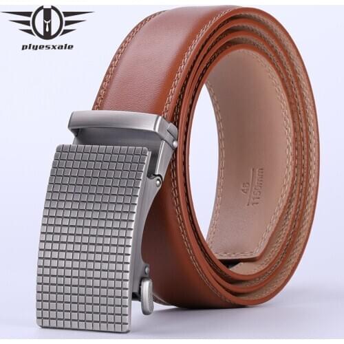 Plyesxale Cow Genuine Leather Belts Male Belt For Jeans Luxury Classic Designer Strap Vintage Men Automatic Buckle Belt G132