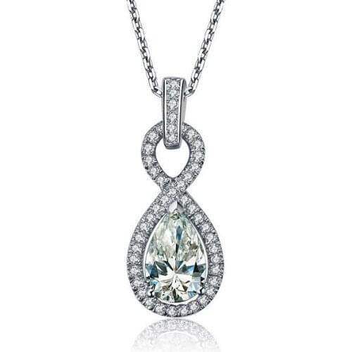 Luxury Brilliant 2Ct Diamond Pearl Pendant for Her Sterling Silver Drop Pendant Necklace 925 Necklace White Gold Plated