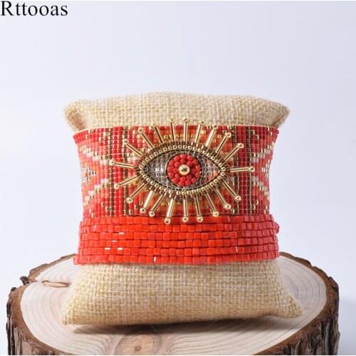 Rttooas Turkish Evil Eye Bracelet Luxury MIYUKI Handmade Charm Bracelets Set Fashion Woven Tassel Pulseras Mujer Moda 2020