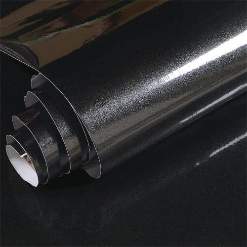 Self Adhesive Black Wallpaper Roll Cabinets Furniture Decoration PVC Vinyl Film Contact Paper DIY Stickers Solid Color