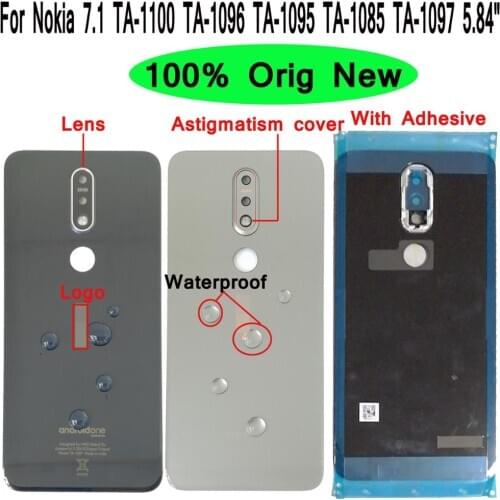 Shyueda 100% Orig New + Lens 5.84" For Nokia 7.1 TA-1100 TA-1096 TA-1095 TA-1085 TA-1097 Glass Rear Back Housing Battery Cover