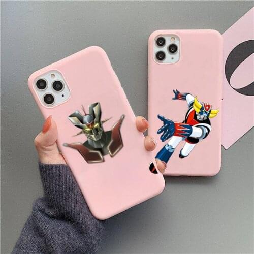Robot Grendizer G5 Phone Case For iphone 12 11 Pro Max Mini XS 8 7 6 6S Plus X SE 2020 XR Matte Candy Pink Silicone cover